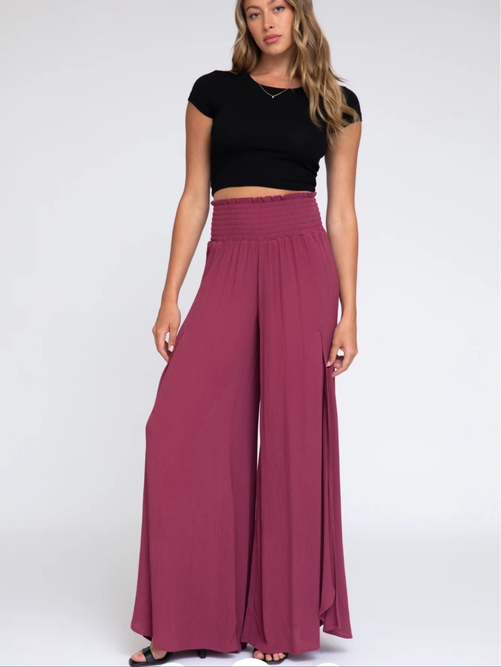 Front Wrap Wide Leg Pant - Brick - Picture 4 of 8